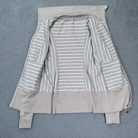 Lululemon Nice Asana Jacket Stripe Women's 8 Beige Luon Full Zip Activewear Yoga - Picture 8 of 16